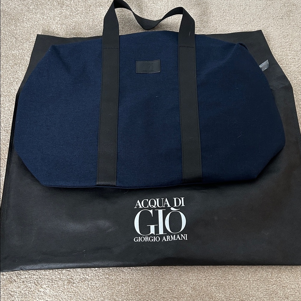 Giorgio Armani Navy and Black Travel Bag